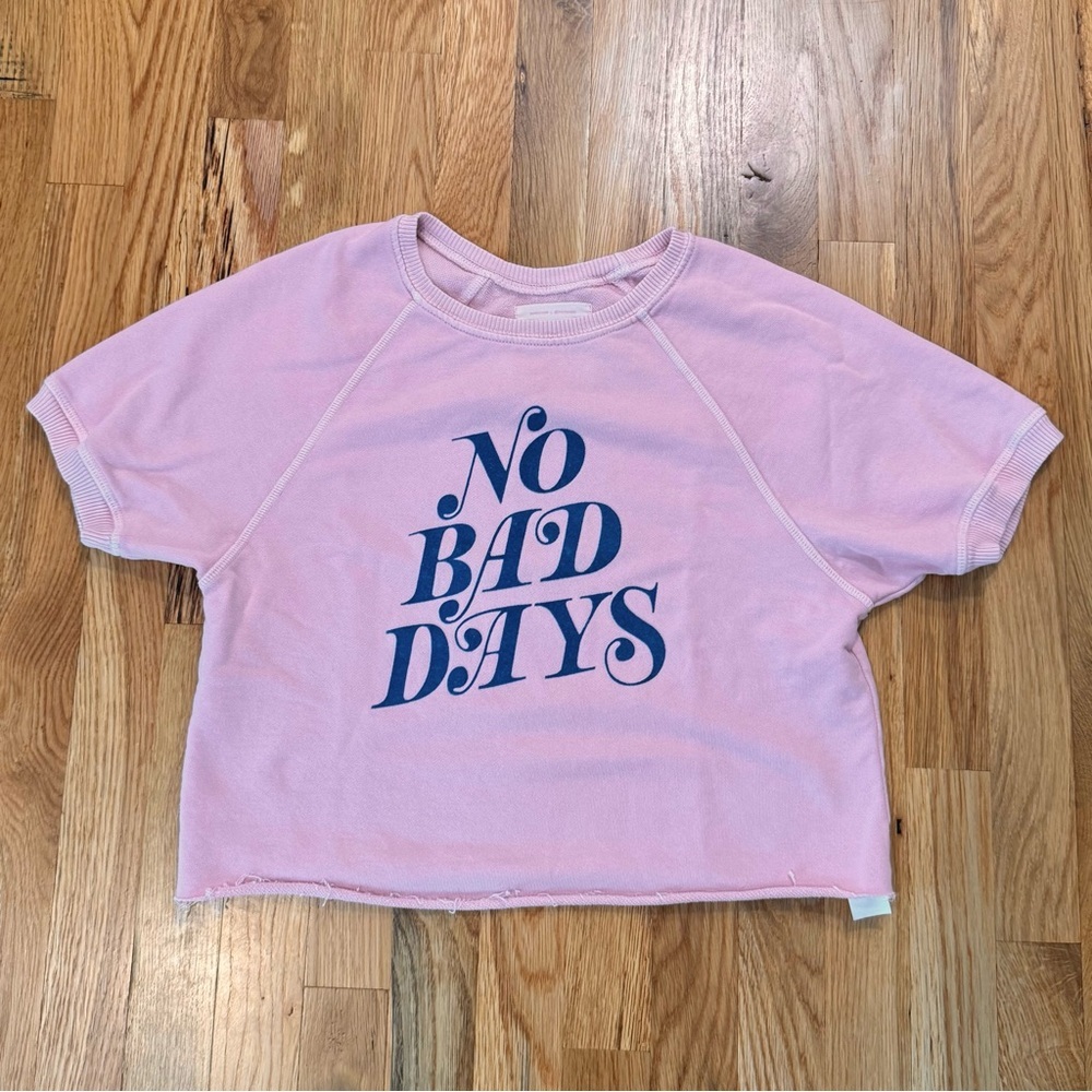 ban.do Pink “No Bad Days” Cropped Pink Sweatshirt Top – Size M